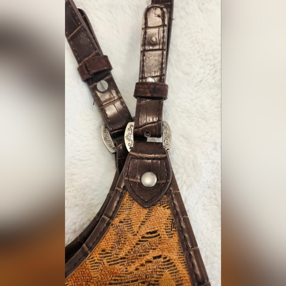 Chic Western Style Brown and Tan Tapestry Bag - Picture 3 of 8